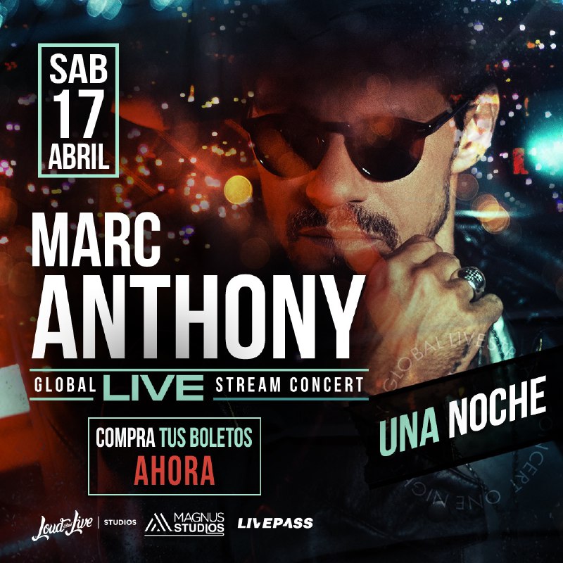 MARC ANTHONY presentará concierto Livestream “Una Noche”