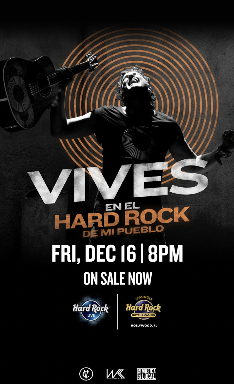 CARLOS VIVES anuncia “Vives en el Hard Rock de mi Pueblo”