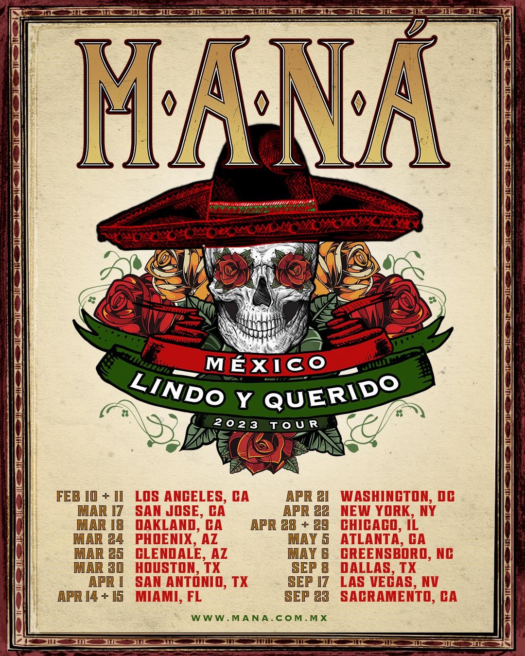 MANÁ anuncia su gira por Estados Unidos "México Lindo Y Querido US Tour