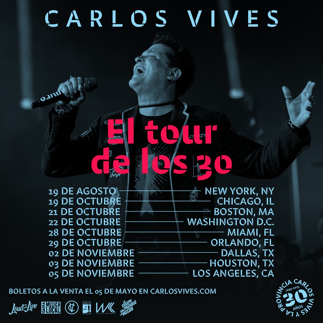 CARLOS VIVES anuncia fechas de su gira “El Tour de los 30”