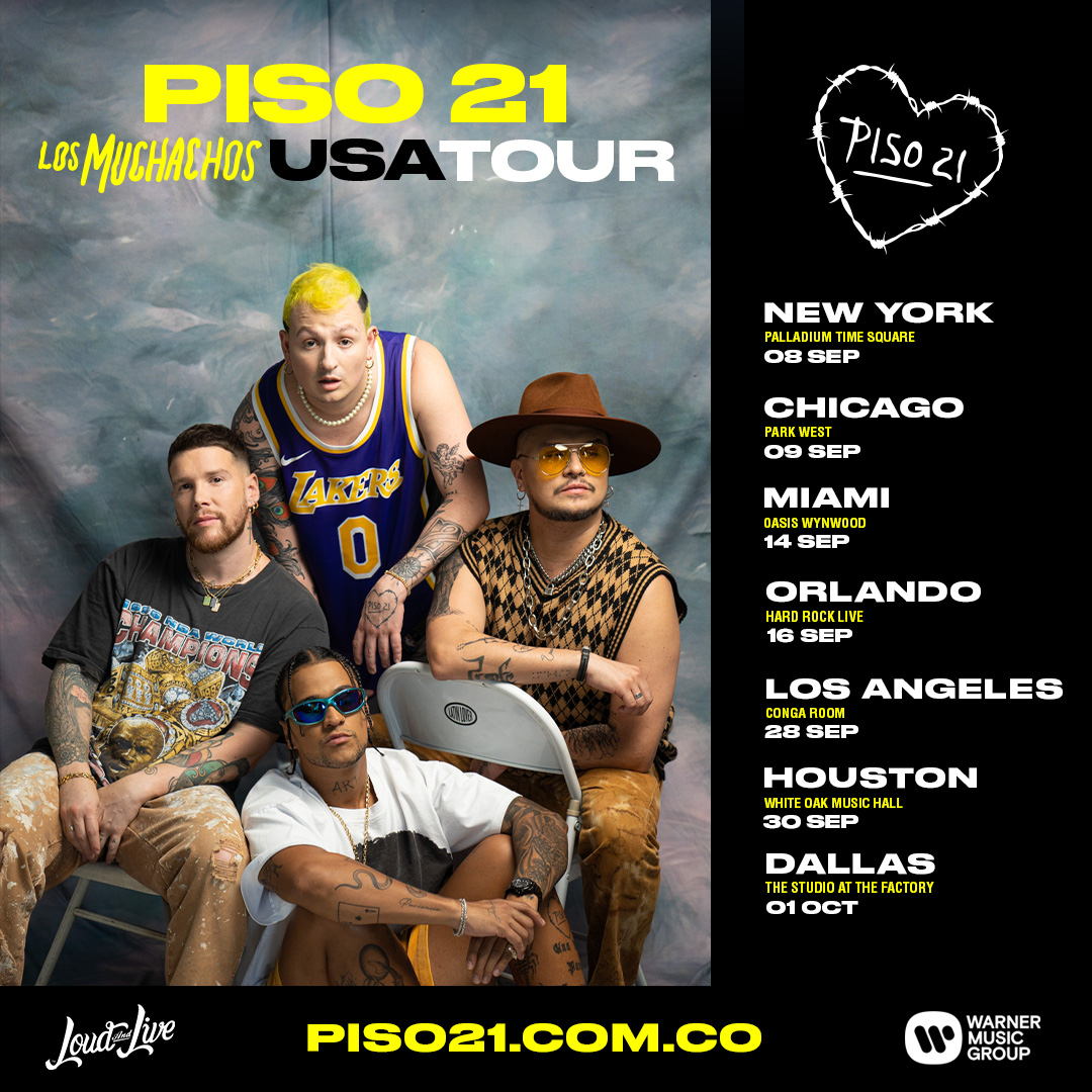 PISO 21 anuncia su gira por USA “Los Muchachos Tour”