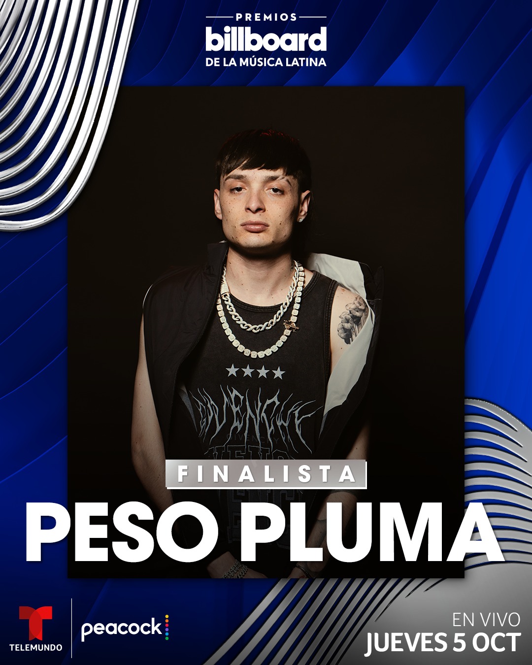 PESO PLUMA brilla como el artista mas nominado en Premios Billboard 2023