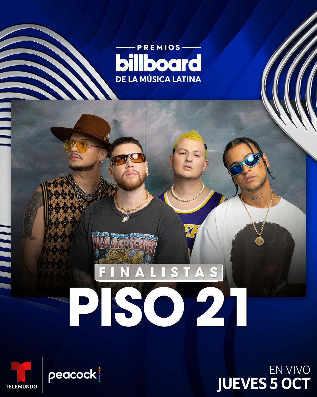 PISO 21 celebra sus dos nominaciones a Premios Billboard 2023